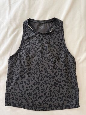 Athleta Shanti Gray Leopard-Print High-Neck Tank